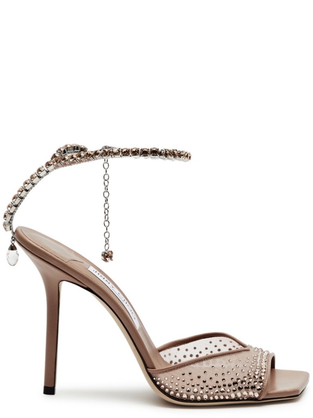 Jimmy Choo Saeda 100 Crystal-embellished Leather Sandals Pink